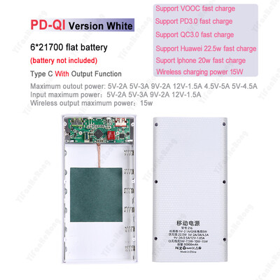 6x21700 Kutija za punjač baterija Power Bank držač DIY školjkasta torbica Dual USB 21700 školjka za pohranu baterija Organizirajte s LED svjetlom