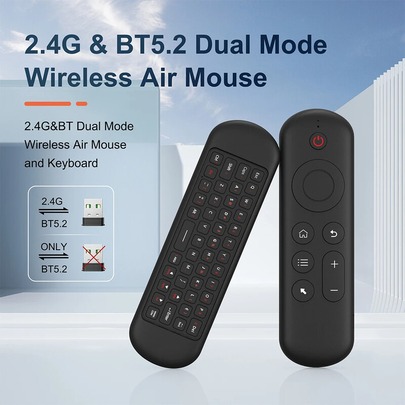 Ново M5 2.4G&BT5.2 дистанционно управление 7 цветна подсветка Безжична Air Mouse клавиатура Android TV Box за Android Windows Mac Os Linux