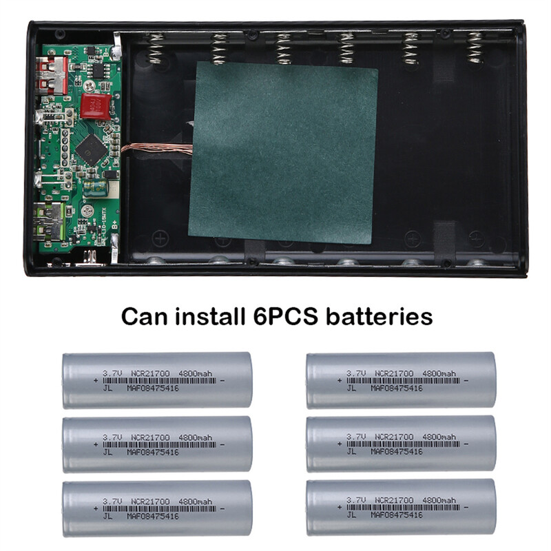 Направи си сам 6x21700 QC3.0 Батерия Power Bank Калъф 22,5 W Бързо зареждане Power Bank Калъф Мобилен телефон Преносимо зарядно устройство за батерии