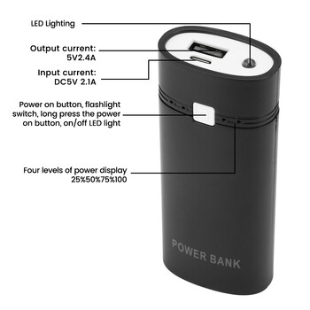 DIY 2x18650 Φορητή θήκη φορτιστή μπαταρίας Power Bank Box Kit 5V 2A TYPE-C Κινητό τροφοδοτικό Περίβλημα Αντισύνδεση αντίστροφης