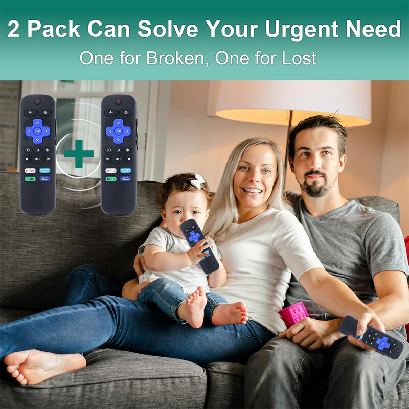 2 бр. Ново резервно дистанционно управление, подходящо за всички телевизори Roku, съвместимо с TCL Roku/Hisense Roku/Onn Aparatos/Insignia HITACHI