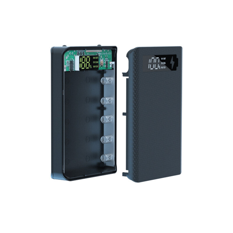 5*18650 akumuliatoriaus maitinimo bloko dėklas Greito įkrovimo USB tipo C „pasidaryk pats“ korpusas, nuimamas nešiojamas dizaino plokščia galvutė