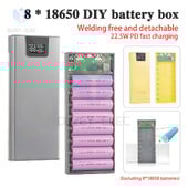 8x18650 22,5 W kućište za baterije s brzim punjenjem, odvojivo mobilno napajanje, bez lemljenja, školjke prijenosnih vanjskih kutija