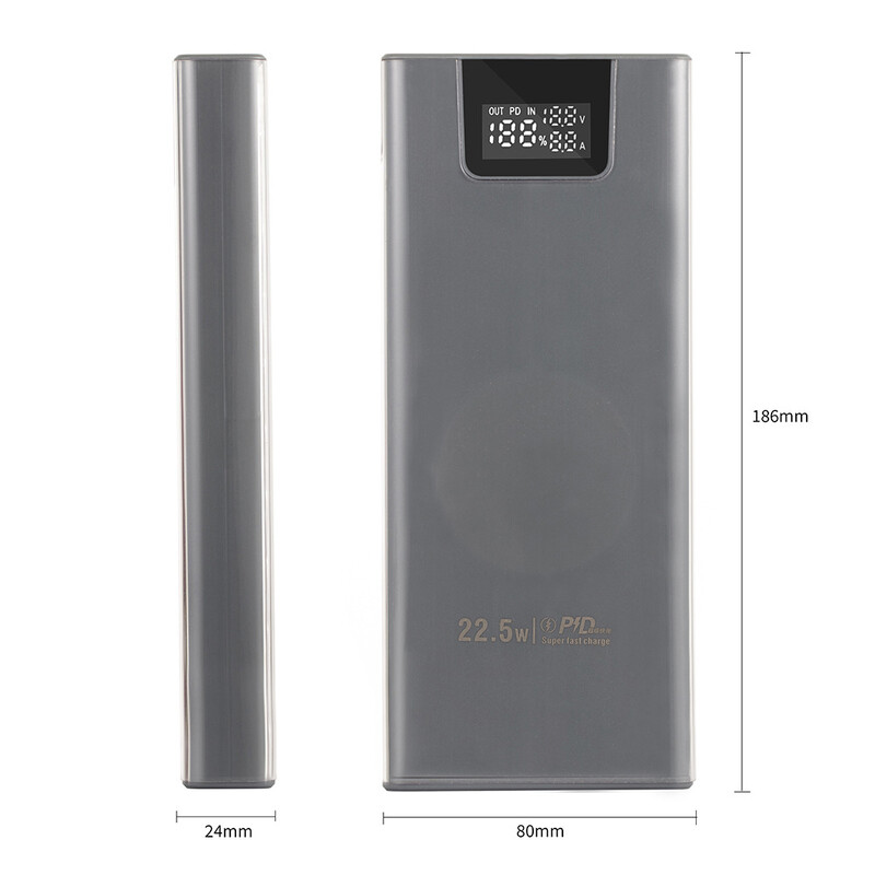 8x18650 22,5 W kućište za baterije s brzim punjenjem, odvojivo mobilno napajanje, bez lemljenja, školjke prijenosnih vanjskih kutija