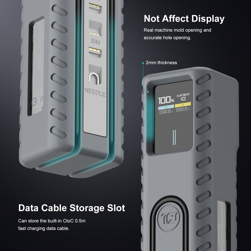 Silikonska torbica za CUKTECH No.10 Power Bank Brzi punjač Anti-Lost Sim Card Eject Pin Needle Torbica za pohranu USB C kabela Organizator