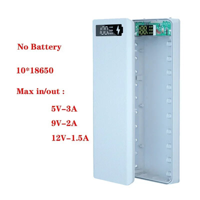 PD DIY Power Bank torbica 10*18650 Kutija punjača za baterije QC Quick 18650 Držač baterije Dual Usb Kutija punjača za mobilni telefon Bez baterije