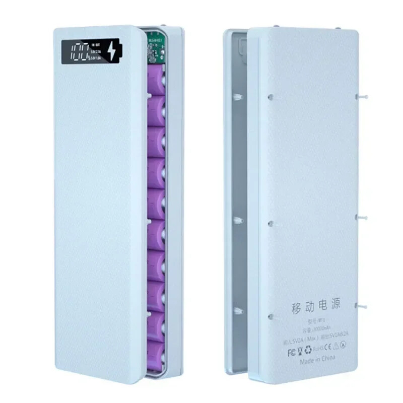 PD DIY Power Bank torbica 10*18650 Kutija punjača za baterije QC Quick 18650 Držač baterije Dual Usb Kutija punjača za mobilni telefon Bez baterije