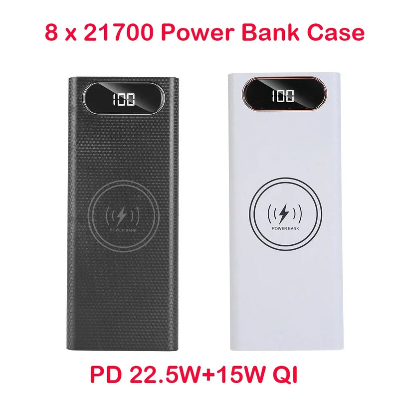 21700 Фенерче Батерия Зарядно устройство Кутия Power Bank Държач Направи си сам Shell Case Dual USB 8x21700 Battery Shell Storage Organize