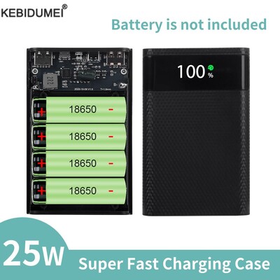 25 W szupergyors power bank Shell Tárolódoboz Dual USB Micro Type C 18650 akkumulátor Toktartó okostelefonokhoz akkumulátor nélkül