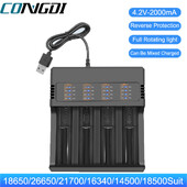 18650 punjač baterija za 18350 26650 16340 14500 18500 1/2/4 utora 18650 držač litijske baterije univerzalni USB pametni punjač