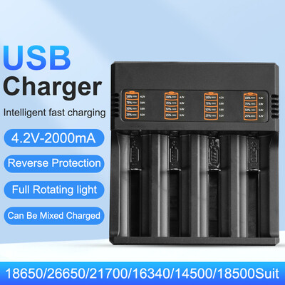 18650 punjač baterija za 18350 26650 16340 14500 18500 1/2/4 utora 18650 držač litijske baterije univerzalni USB pametni punjač