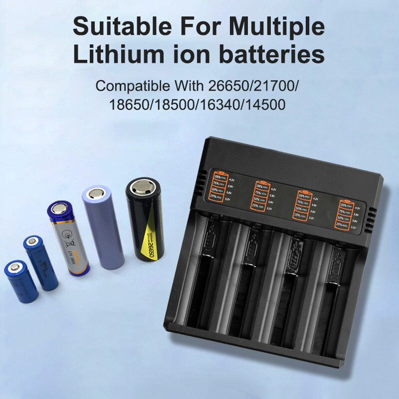 18650 punjač baterija za 18350 26650 16340 14500 18500 1/2/4 utora 18650 držač litijske baterije univerzalni USB pametni punjač