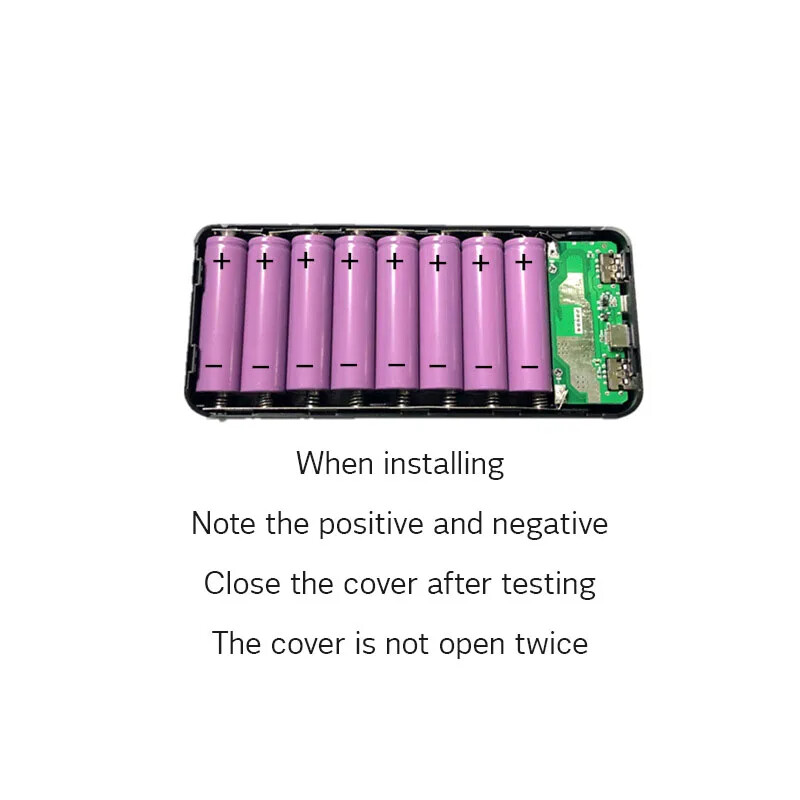 8x18650 skaitmeninis ekranas Power Bank Battery Box Nešiojamas „pasidaryk pats“ rinkinys mobiliojo akumuliatoriaus įkroviklio dėžutė mobiliojo telefono įkroviklio korpusas, skirtas „iPhone“