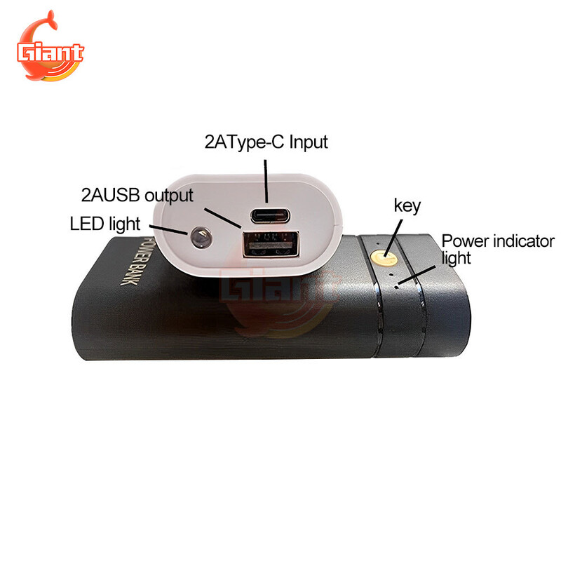 2X 18650 akumuliatoriaus įkroviklio dėklas USB maitinimo bloko dėklo rinkinys „pasidaryk pats“ greito įkrovimo maitinimo bloko korpuso dėklo dėžutė Nešiojama įkrovimo laikymo dėžutė