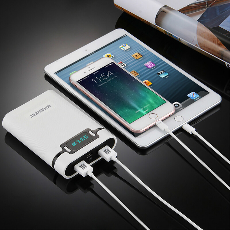 „Pasidaryk pats“ 4 x 18650 baterija (neįtraukta) 10 000 mAh „Power Bank“ korpuso dėžutė su 2 x USB išvestimi ir ekranu, skirta visiems išmaniesiems telefonams