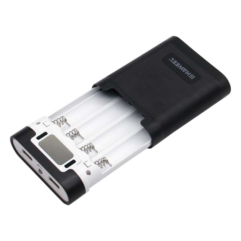 „Pasidaryk pats“ 4 x 18650 baterija (neįtraukta) 10 000 mAh „Power Bank“ korpuso dėžutė su 2 x USB išvestimi ir ekranu, skirta visiems išmaniesiems telefonams