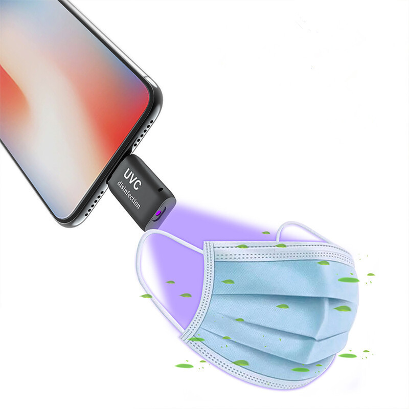 Mini Light Sanitizer, skirtas Android Type-C/Micro C mobiliųjų telefonų adapteriui UVC šviesos USB nešiojamas UV dezinfekcijos lempos C sterilizatorius