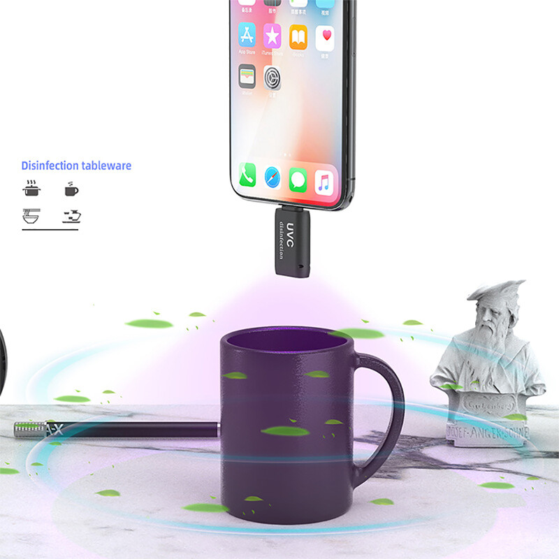 Mini Light Sanitizer, skirtas Android Type-C/Micro C mobiliųjų telefonų adapteriui UVC šviesos USB nešiojamas UV dezinfekcijos lempos C sterilizatorius