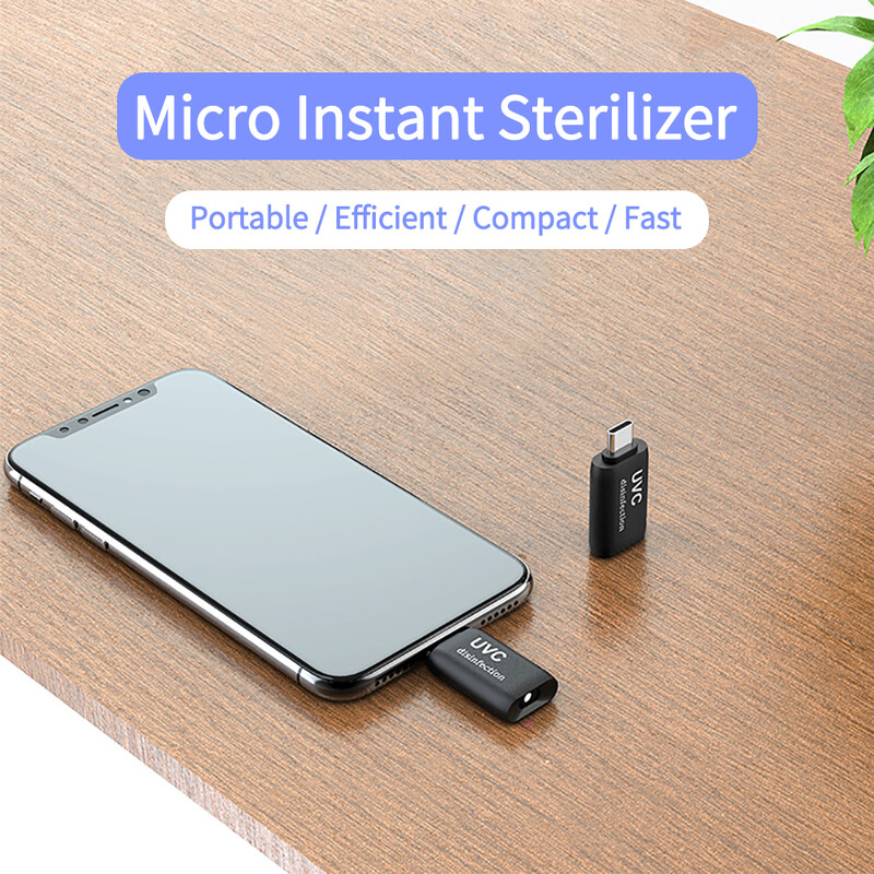 Mini Light Sanitizer, skirtas Android Type-C/Micro C mobiliųjų telefonų adapteriui UVC šviesos USB nešiojamas UV dezinfekcijos lempos C sterilizatorius
