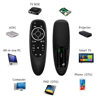 G10S Universal Voice Remote Control 2.4G Wireless Backlit IR Learning with Gyroscope Air Mouse Control για υπολογιστή Android TV