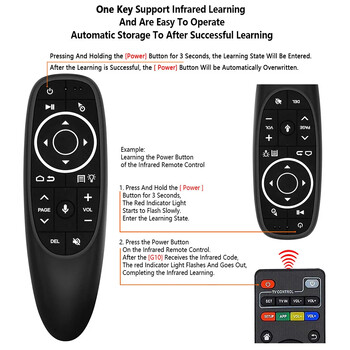 G10S Universal Voice Remote Control 2.4G Wireless Backlit IR Learning with Gyroscope Air Mouse Control για υπολογιστή Android TV