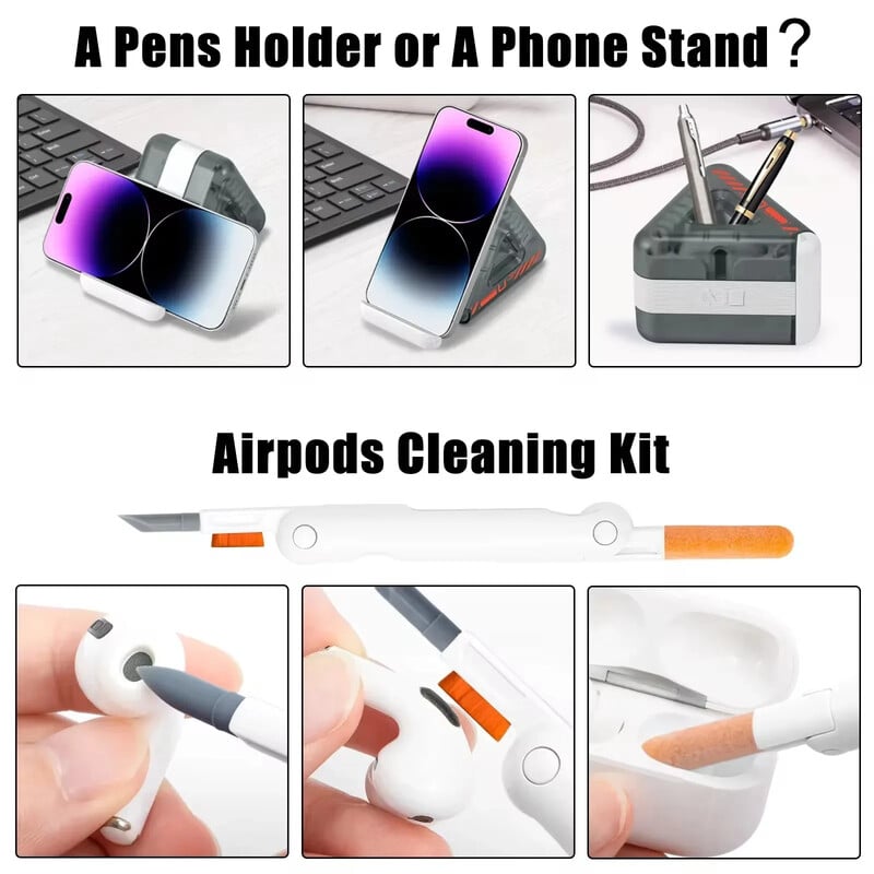 Puhastushari iPhone Airpodidele Telefoni pesa laadimisport Kõrvaklappide puhastuspulk Sülearvuti klaviatuur Digikaamera objektiivi puhastuskomplekt