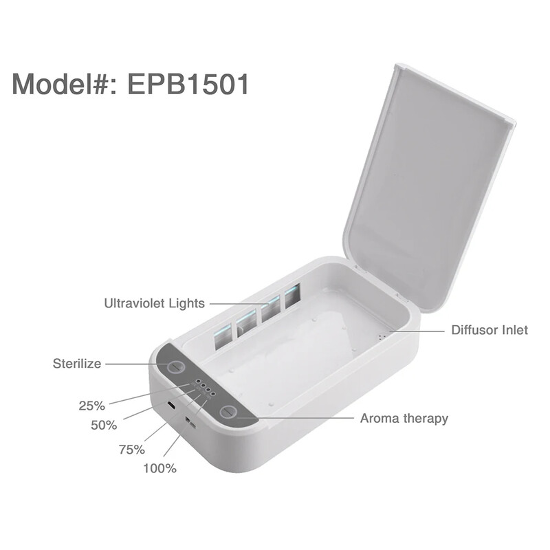 Multifunktsionaalne steriliseerimiskarp UV-valgusega telefoni steriliseerimiskarp USB-laadimisega kaasaskantav mobiiltelefoni sterilisaator meigitööriistade jaoks