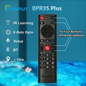 BPR3S PLUS BT Air Mouse Гласова функция IR обучаващ телевизор 2.4G безжично дистанционно управление с жироскоп за Android TV Box/PC