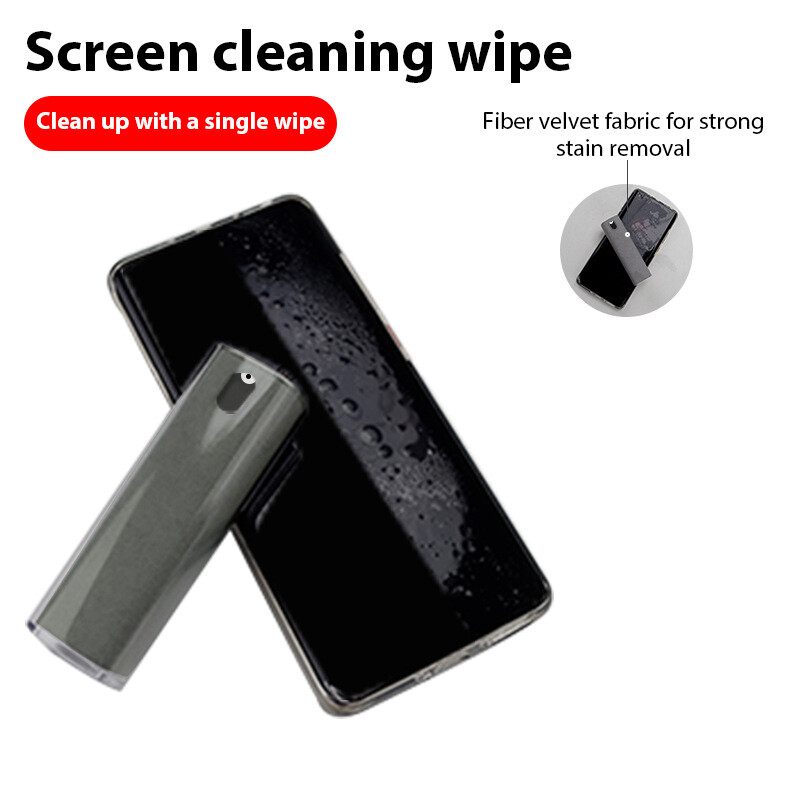 2-ühes ekraanipuhastaja pihustuspudel mobiiltelefoni tahvelarvuti arvuti ekraani puhastuslapid iPhone iPadile Samsung Xiaomi Huawei