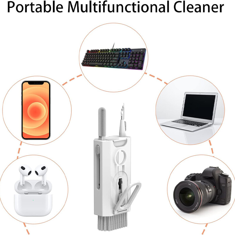 8IN1 mobiiltelefoni puhastuskomplekt Multifunktsionaalne puhastustööriist sülearvutite klaviatuuride jaoks mõeldud elektrooniliste seadmete jaoks, õhupulgade kaamerapuhastusvahend