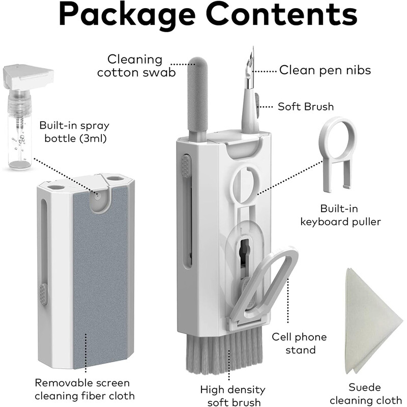 8IN1 mobiiltelefoni puhastuskomplekt Multifunktsionaalne puhastustööriist sülearvutite klaviatuuride jaoks mõeldud elektrooniliste seadmete jaoks, õhupulgade kaamerapuhastusvahend
