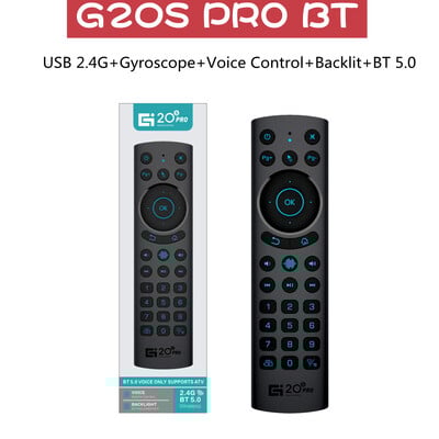 G20 BTS Plus Telecomandă vocală inteligentă 2.4G Wireless Backlit BT5.0 Air Mouse Giroscop IR Learning pentru Android TV Box G20S PRO