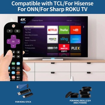 Дистанционно управление RC290 за Roku TV, STB и TV 2-в-1, с 12 канала, за Onn, TCL, Insignia, Hisense, Sharp