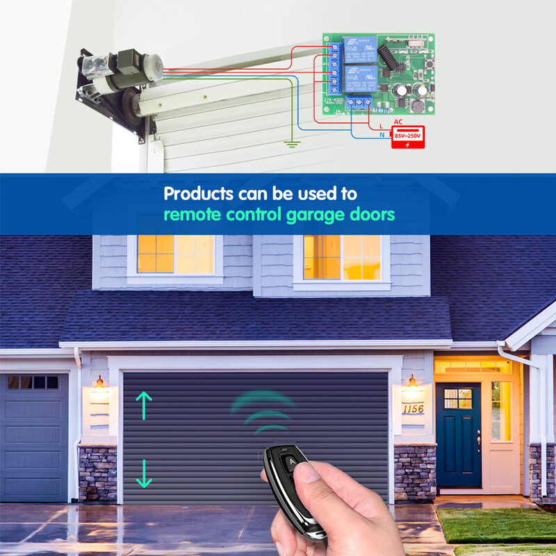 433MHz универсално безжично дистанционно управление AC220V 2CH rf релеен приемник и предавател за универсално управление на гаражни врати и портали