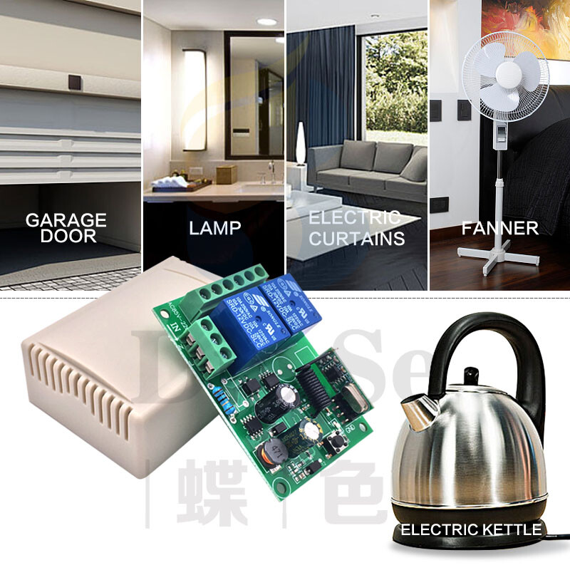 433MHz универсално безжично дистанционно управление AC220V 2CH rf релеен приемник и предавател за универсално управление на гаражни врати и портали