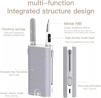 5-σε-1 Cleaner Kit Κιτ καθαρισμού οθόνης φορητού υπολογιστή Πολυλειτουργικό ασύρματο εργαλείο καθαρισμού ακουστικών για θύρα φόρτισης LPhone