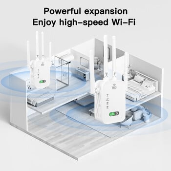 1200Mbps ασύρματος επαναλήπτης WiFi 2.4G/5G Ενισχυτής Επέκτασης Σήματος Διπλής ζώνης WiFi 5 Ενισχυτής Δίκτυο Σήματος μεγάλης εμβέλειας Δρομολογητής WiFi