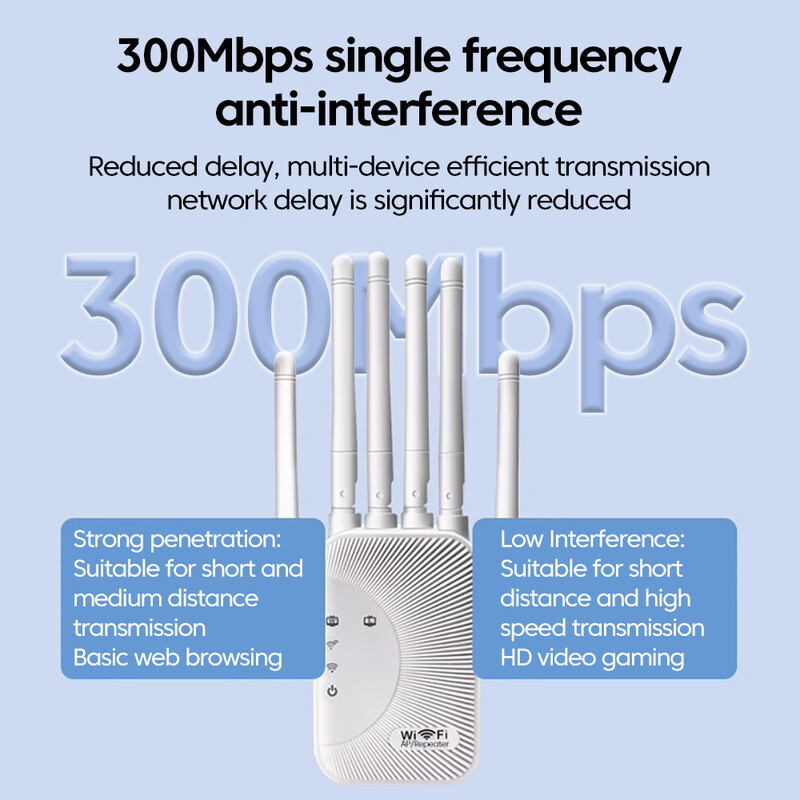 300Mbps belaidis WiFi kartotuvas 2.4G signalo maršrutizatorius 6 antenos tinklo stiprintuvas kartotuvas WiFi signalo dangtelio plėstuvo diapazono WIFI Boo