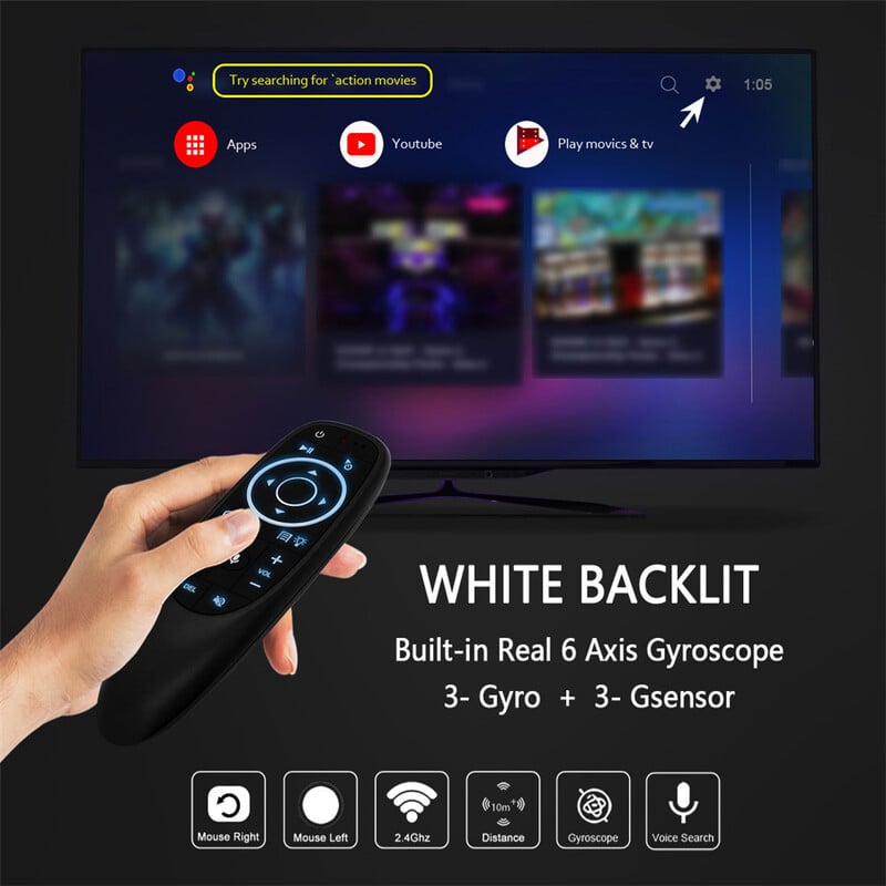G10S 2.4G Air Mouse fără fir G10S PRO Telecomandă vocală Giroscop IR Learning G10SPRO BT pentru Android TV Box