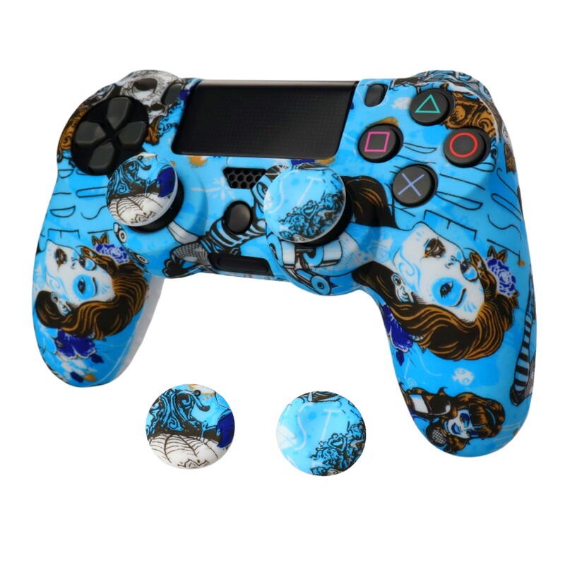 PS4 контролер защитно покритие плюс клавишна капачка PS4 игра контролер силиконово покритие PS4 камуфлажно силиконово покритие процес на воден трансфер