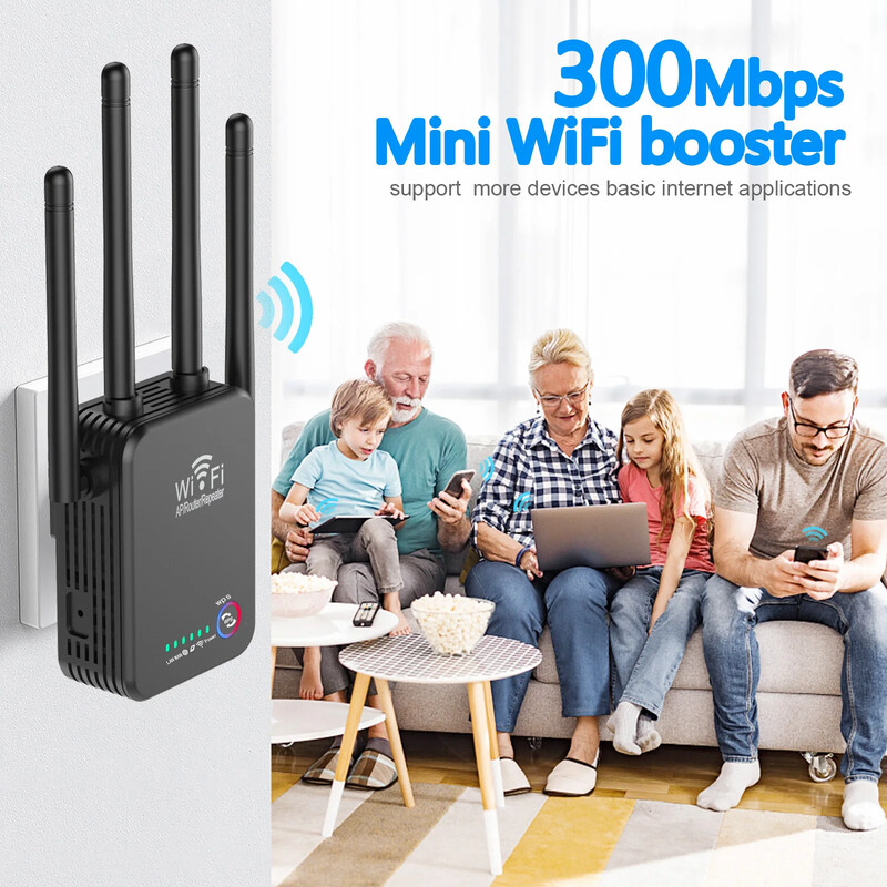 2.4Ghz belaidis WiFi kartotuvas 300Mbps maršrutizatorius Wifi Booster 2.4G Wifi ilgo nuotolio plėstuvas 5G Wi-Fi signalo stiprintuvo kartotuvas