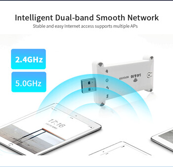 1200M USB Wifi Repeater 2.4G/5G Dual Band Ενισχυτής ασύρματου σήματος Wifi Extender Booster Long Range Wi-Fi Repeater Access Point