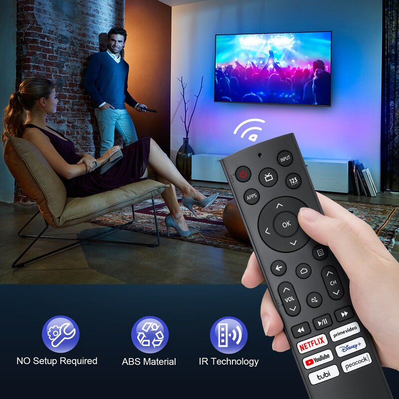 Резервно дистанционно управление за Hisense Android/Laser/VIDAA телевизори, ERF3A90 за Hisense UHD 4K ULED Google TV