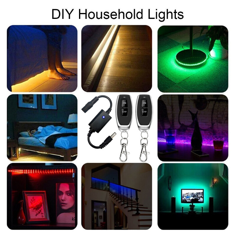 DC 3,7 V 5 V 9 V 12 V bevielis RF nuotolinio valdymo jungiklis Relės tvarkyklės maitinimas ĮJUNGTAS IŠJUNGTAS LED šviesos juostos skaitymo lempos mikrojungiklis