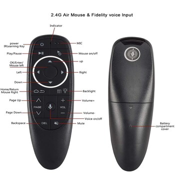 Ασύρματο ποντίκι Mini Air Fly 2,4 g Smart Voice Τηλεχειριστήριο G10 G10s Pro Gyroscope Ir Learning Συμβατό για Android PC Tv Box