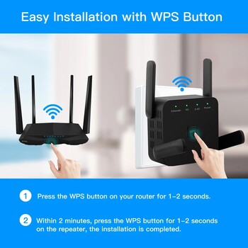 FENVI AC1200 Wifi Extender Repeater 1200Mbps Ενισχυτής σήματος Διπλής ζώνης 2,4G/5Ghz Wi-Fi Signal Booster Δίκτυο μεγάλης εμβέλειας