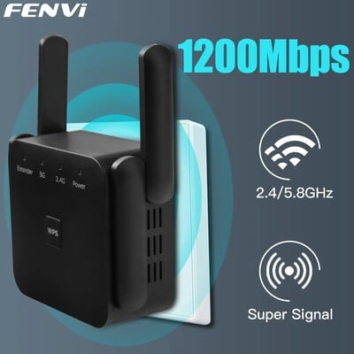 FENVI AC1200 Wifi Extender Repeater 1200Mbps Signal Amplifie Dual Band 2.4G/5Ghz Wi-Fi Signal Booster Мрежа с голям обхват