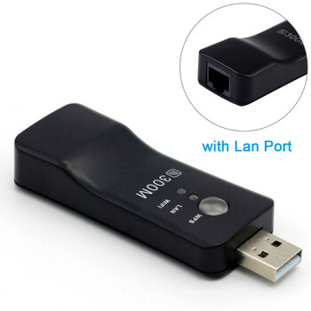 Δρομολογητής ασύρματου δικτύου 300Mbps Universal USB A TV WiFi Dongle Adapter CardRJ45 WPS Wifi Repeater για Samsung LG Xiaomi Smart TV