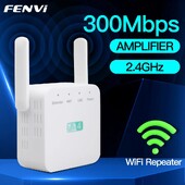 FENVI 300Mbps WiFi atkārtotājs 2,4 GHz bezvadu maršrutētājs liela attāluma paplašinātājs Wi-Fi signāla pastiprinātājs mājām/birojam ES/US Plug Easy Set