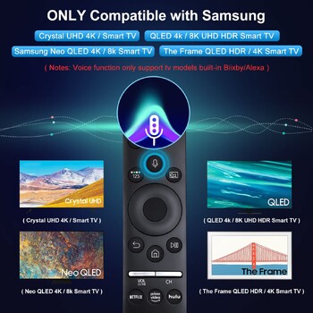 Αντικατάσταση Universal Voice Remote Control για Samsung Smart TV BN59-01312A/BN59-01266A με πλήκτρα συντόμευσης Netflix Prime Hulu